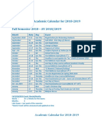 April 8, 2018 Academic Calendar For 2018-2019 Fall Semester 2018 - AY 2018/2019