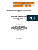 Informe Matriz de Peligros y Riesgos Empresa Saga de Colombia S.A.S