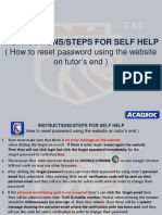 Instructions/Steps For Self Help: (How To Reset Password Using The Website On Tutor 'Send)