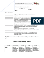 Short Story Grading Rubric: Category