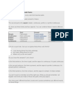 Overview of English Verb Forms: Past Present Future Simple Continuous Perfect Perfect Continuous