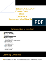 Course Title: SOCIOLOGY Course Code-Bsse Credit hr-3 Instructor: Miss Hina Rasul