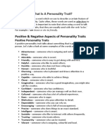 Positive & Negative Aspects of Personality Traits