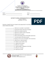 Department of Education: Activity in Oral Communication in Context