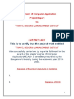 Department of Computer Application Project Report On: "Travel Record Management System"