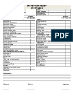 Inspection Sheet Excavator: Unit No: Type:: Date:: HM:: Company OK Not OK OK Not OK Engine Safety Kondisi Kondisi