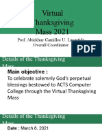 Virtual Thanksgiving Mass 2021: Prof. Abiekhay Camillee U. Lavastida Overall Coordinator