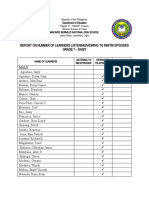 Report On Number of Learners Listening/Viewing To Rbi/Tbi Episodes Grade 7 - Daisy