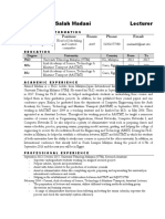 Dr. Ahmed Salah Madani Lecturer: Specialization: Position: Room: Phone: Email