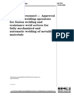 En 1418 Approval Testing For Welding Operators For Fusion Welding For Automatic Welding