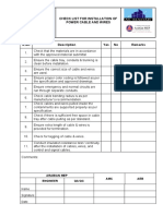 CHECKLIST For Installation of Power Cables