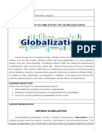 Introduction To The Study of Globalization: Ge103 - The Contemporary World