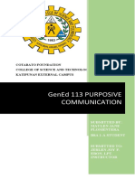 Gened 113 Purposive Communication: Cotabato Foundation College of Science and Technology Katipunan External Campus