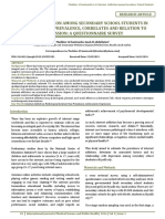 Internet Addiction Among Secondary School Students in Riyadh City, Its Prevalence, Correlates and Relation To Depression: A Questionnaire Survey