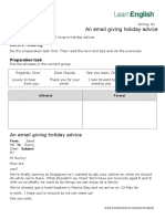 An Email Giving Holiday Advice: Before Reading