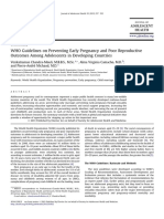 WHO Guidelines On Preventing Early Pregnancy and Poor Reproductive Outcomes Among Adolescents in Developing Countries