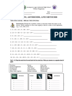 Activity Sheet On Meteors