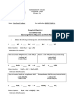 Analytical Chemistry Lecture Exercise1 Balancing Chemical Equation and Mole Ratio