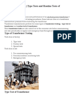 Transformer Testing - Type Tests and Routine Tests of Transformer