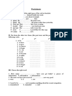 Worksheets: I. Fill in The Blanks With The Right Tense of The Verb in Brackets