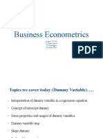 Business Econometrics: Session VII-VIII DR Tutan Ahmed IIT Kharagpur February 2020