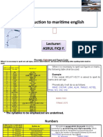 Introduction To Maritime English: Lecturer: Asrul Fiqi F. Lecturer: Asrul Fiqi F