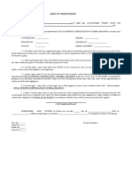 Deed of Undertaking: Customer/Afflant