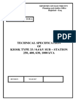 Technical Specification of Kiosk Type 33 / 0.4 KV Sub - Station 250, 400, 630, 1000 kVA