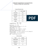 Massachusetts Comprehensive Assessment System: Chemistry Formula and Constants Sheet