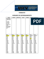 Formato Horario de Entrenamiento: Lunes Martes Miércoles Jueves Viernes Sábado Domingo