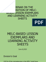 Webinar On The Preparation of Melc-Based Lesson Exemplars and Learning Activity Sheets