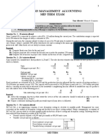 Cost and Management Accounting Mid Term Exam: Date: 2 Total Marks: 100 Marks Instructio Ns