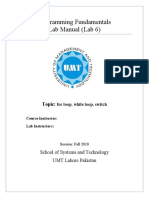 Programming Fundamentals Lab 06 (Simple Loops and Switch)