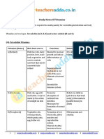 Study Notes of Vitamins: (A) - Fat Soluble Vitamins: Vitamins (Name) Rich Food Source Functions Deficiency Diseases