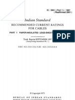 Indian Standard: Recommended Current Ratings For Cables