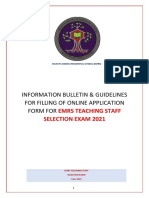 Information Bulletin & Guidelines For Filling of Online Application Form For