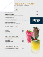 PHB Beverage Menu