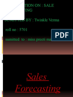 Presentation On: Sale Forecasting SUMITTED BY: Twinkle Verma Roll No: 5701 Sumitted To: Miss Preeti Mam