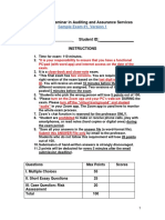 ACCT 611. Seminar in Auditing and Assurance Services: Sample Exam #1, Version 1