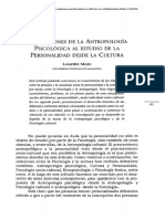 Aportaciones de La Antropología Psicológica Al Estudio de La Personalidad Desde Loa Cultura