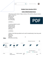 MCQ-Metal Forming Process - Extrusion - Forging