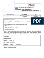 Inspection Release Certificate For Part Shipment 3021&3022