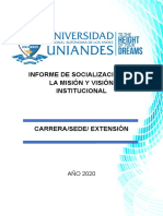 Modelo Informe de Socializacion Mision y Vision