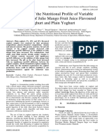 Assessment of The Nutritional Profile of Variable Graded Levels of Julie Mango Fruit Juice Flavoured Yoghurt and Plain Yoghurt