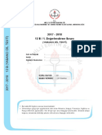 2017 - 2018 12 B / 1. Değerlendirme Sınavı: (Yabanci Dil Testi)