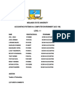 Midlands State University Accounting Systems in A Computer Environment (Acc 109) LEVEL: 1.1