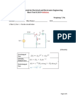 EE102 Fundametals For Electrical and Electronics Engineering Short Test II 2019