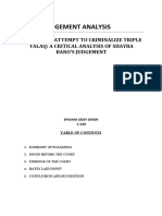 Judgement Analysis: Legislative Attempt To Criminalize Triple Talaq: A Critical Analysis of Shayra Bano'S Judgement