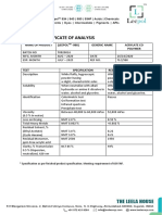 Certificate of Analysis: Name of Product (Leepol - 980) Generic Name Acrylate Co Polymer