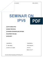 Seminar On Ipv6: Ipv4 Versus Ipv6 Basic Protocol Header Extension and Options Support For Qos Security